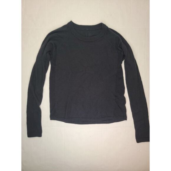 Lululemon Knit Sweater Top SZ S/M Long Sleeve Thumbholes Crewneck Black Flawed* - Picture 2 of 9